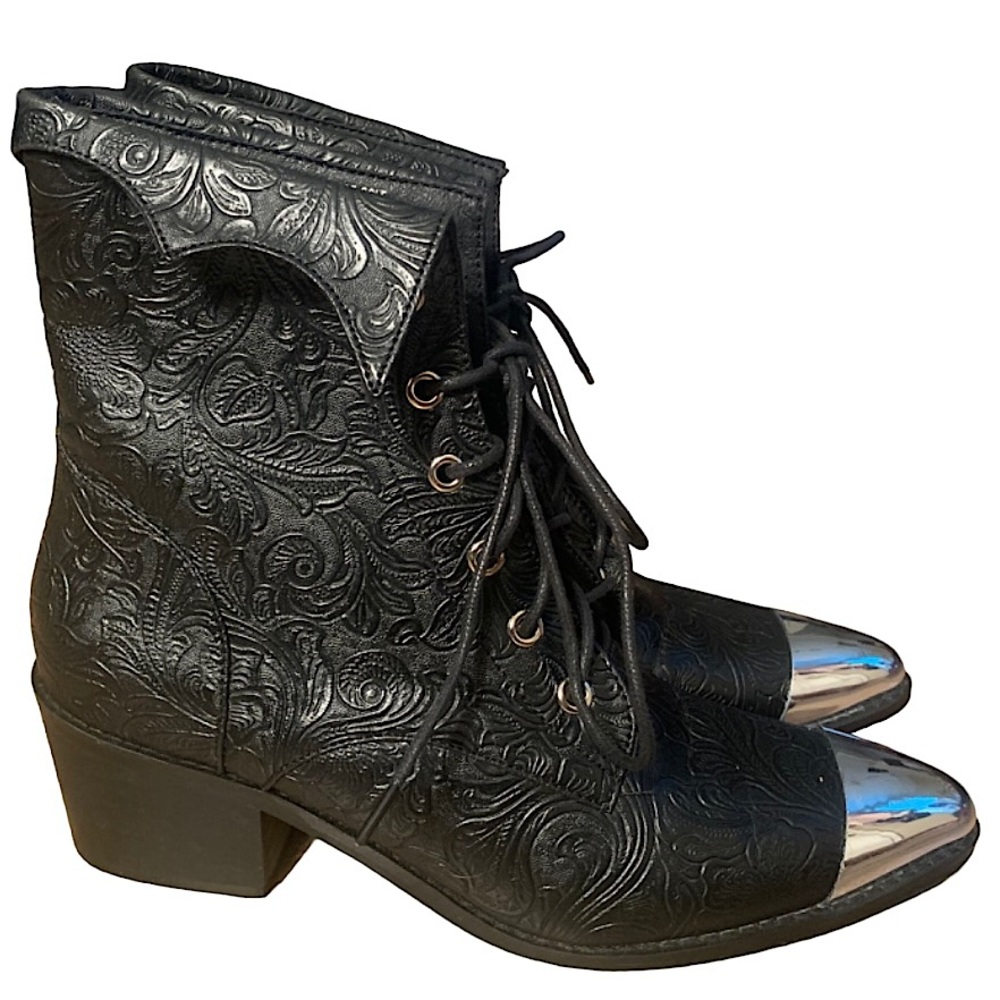COPY - {NWOT} Widow - Dolls Kill Gothic/Witchy/Western Embossed Ankle Boots